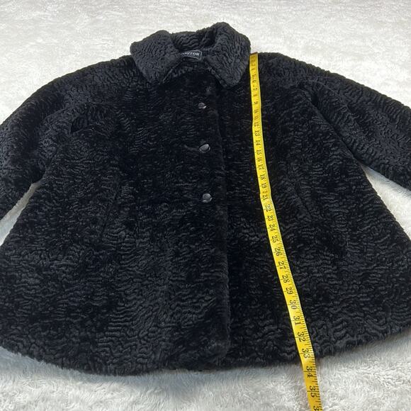 Komitor retro Mod faux fur black mid length coat, size Large or XL - Picture 4 of 9